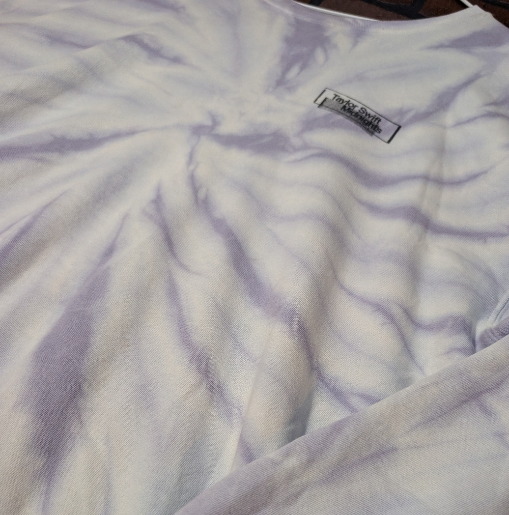 Taylor Swift Midnights Promo 3X Off Shoulder Crewneck Tie Dye Cozy Sweatshirt - Picture 3 of 13